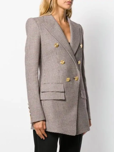 Shop Alexandre Vauthier Houndstooth Double-breasted Blazer In Neutrals