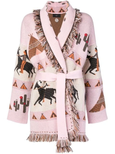 Shop Alanui Distressed Tribe Printed Coat - Pink