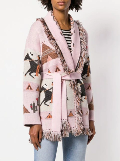 Shop Alanui Distressed Tribe Printed Coat - Pink
