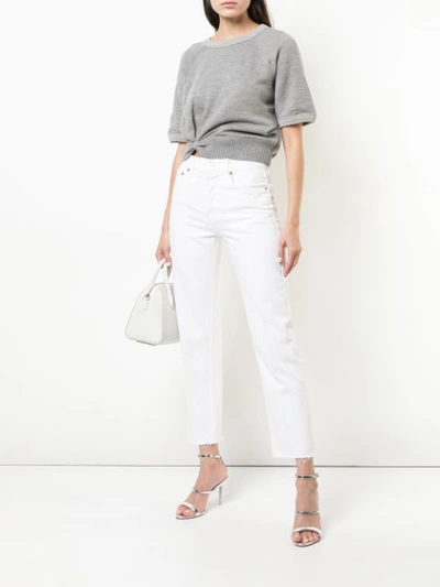 Shop Alexander Wang T Double Layer Cropped Sweater In Grey
