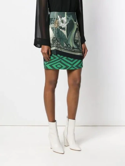 Shop Versace Collection Multi-pattern Fitted Skirt - Green