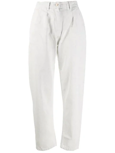 Shop Alanui High-waist Tapered Jeans In White