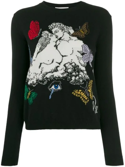 Shop Valentino Pullover Mit Jacquard-muster In Black