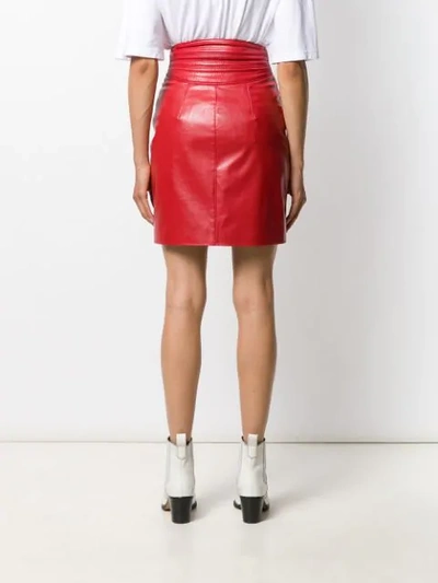 Shop Msgm Belted Zip-front Mini Skirt In Red