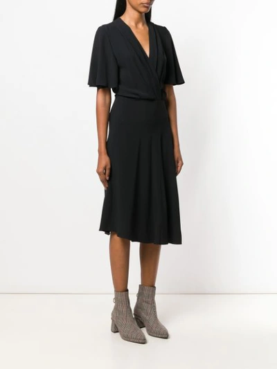 Shop Vanessa Bruno Flutter Sleeve Midi Dress - Black