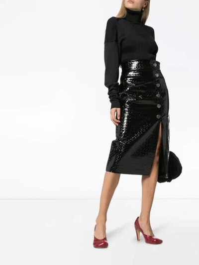Shop Skiim Lucy Embossed Pencil Skirt In Black