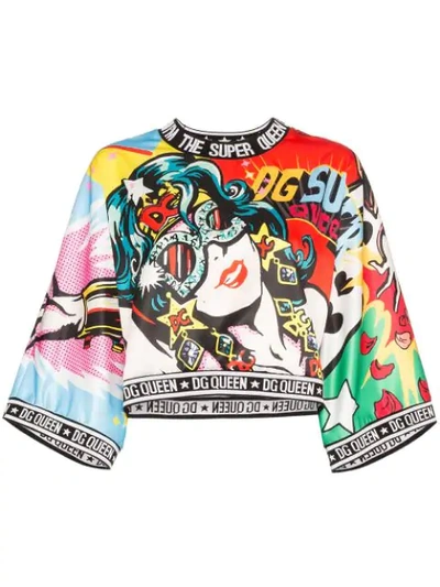 Shop Dolce & Gabbana Super Heroine Print Top In Hhy17 Multicoloured