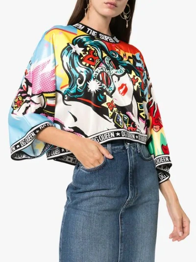 Shop Dolce & Gabbana Super Heroine Print Top In Hhy17 Multicoloured