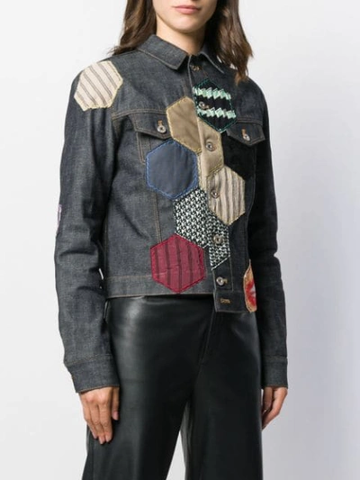 Shop Loewe Patchwork Denim Jacket In Blue