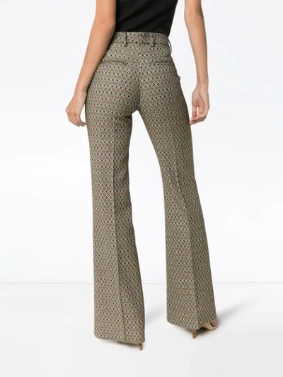 Shop Etro Jacquard Geometric Pattern Trousers In Brown