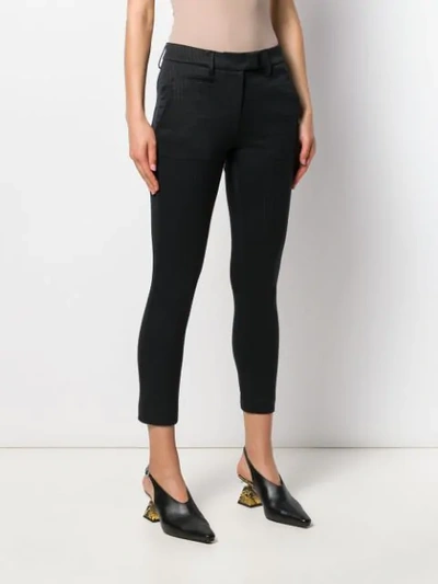 Shop Dondup Cropped Houndstooth Trousers In Black