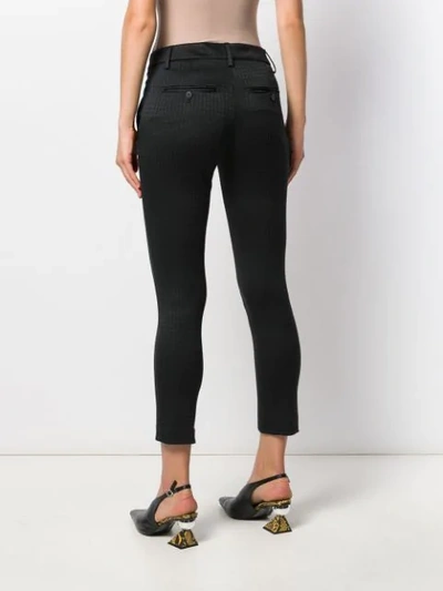 Shop Dondup Cropped Houndstooth Trousers In Black