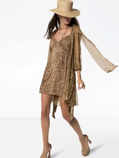 Shop Zimmermann Leopard Print Mini Dress In Brown