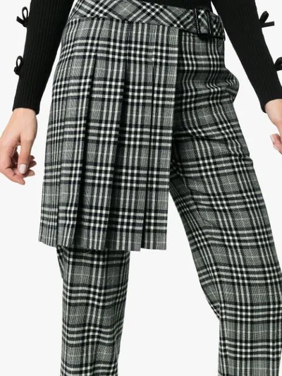 Shop Juunj Juun.j Kilt-detail Check Wool-blend Trousers - Black