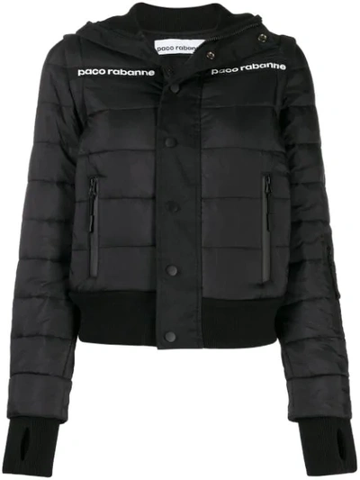 Shop Rabanne Cropped Puffer Jacket In Black