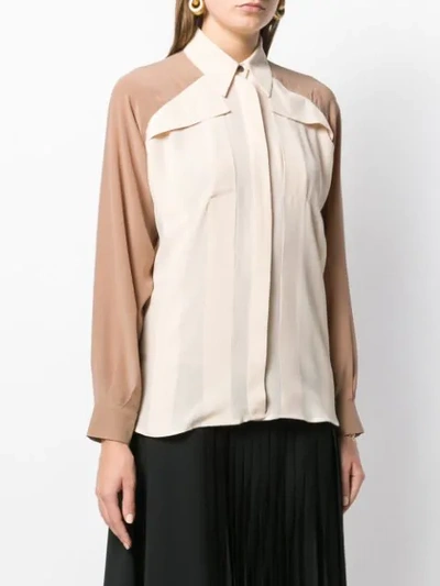 Shop Alysi Long-sleeved Two-tone Shirt In Neutrals