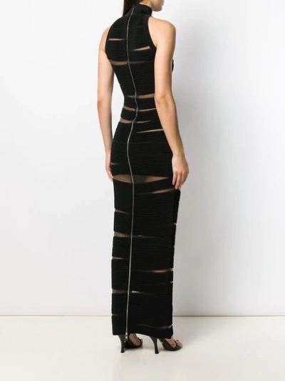 Shop Balmain Ribbed Panel Dress In Black