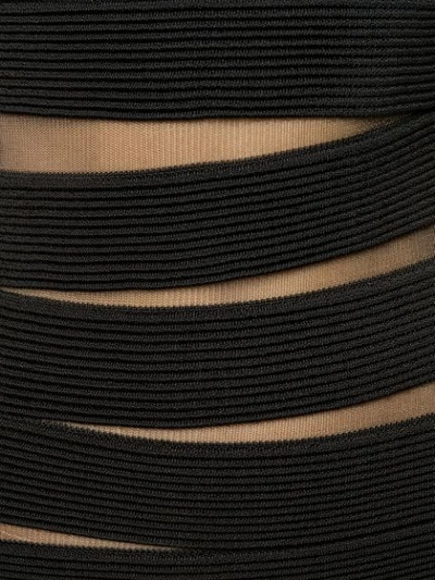 Shop Balmain Ribbed Panel Dress In Black