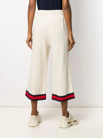 Shop Gucci Web Stripe Culotte Trousers In Neutrals