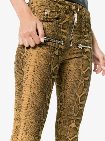Shop Isabel Marant Étoile Alone Snake Print Cropped Cotton Blend Trousers In Brown