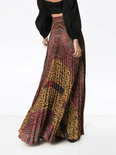 Shop Etro Paisley Print Pleated Maxi Skirt In 150 Multicoloured