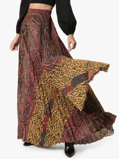 Shop Etro Paisley Print Pleated Maxi Skirt In 150 Multicoloured