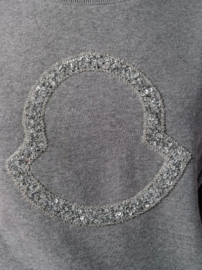 Shop Moncler Beaded Logo Sweatshirt In Grey