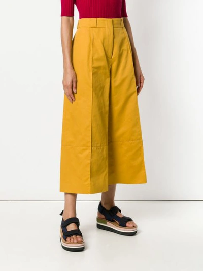 Shop Marni Wide Leg Cropped Trousers - Yellow