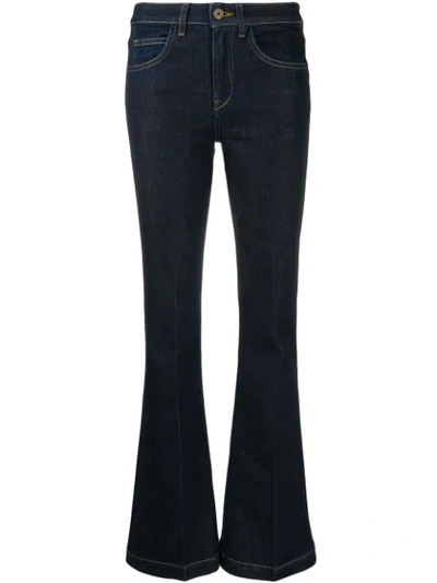 Shop L'autre Chose Flared Low-rise Jeans In U799 Dark Blue