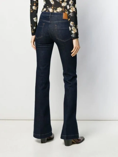 Shop L'autre Chose Flared Low-rise Jeans In U799 Dark Blue