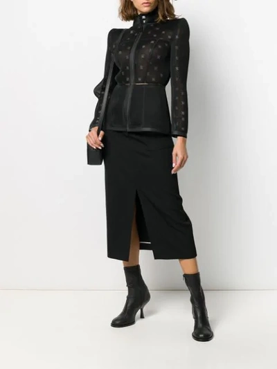Shop Fendi Mesh Long-sleeved Top In Black