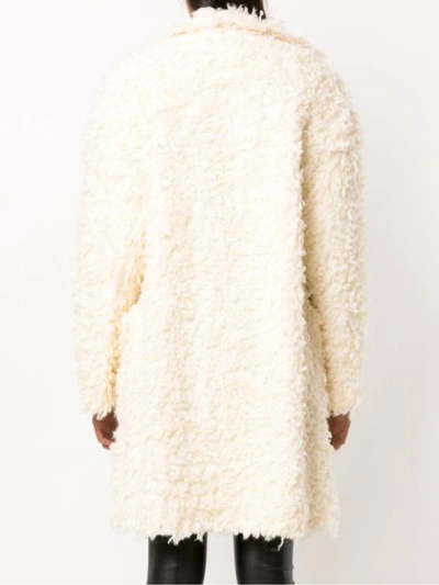 Shop Framed Fluffy Oversized Coat - White