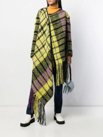 Shop Marni Oversized Plaid Coat In Yellow