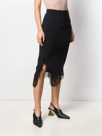 Shop Ermanno Scervino Lace Trim Pencil Skirt In Black