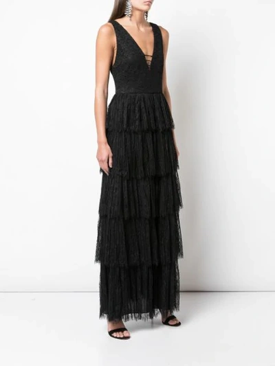 Shop Alice And Olivia Isadora Tiered Gown In Black