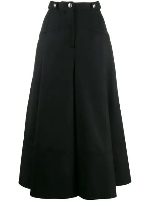 Alexander Mcqueen Midi Pleated Skirt In 1000 Black | ModeSens