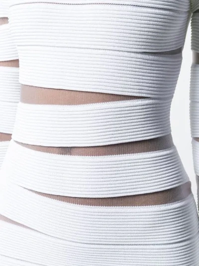 Shop Balmain Sheer Panels Short Dress In White