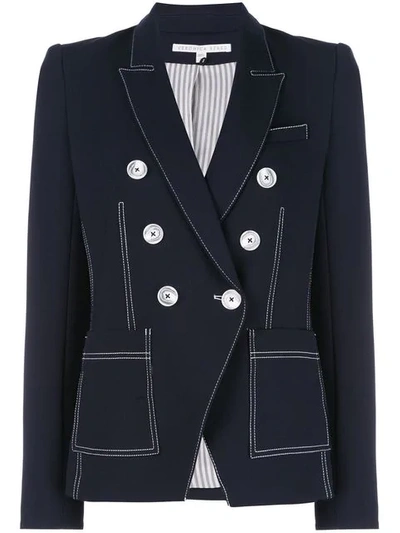 Shop Veronica Beard Contrast Stitch Blazer In Blue