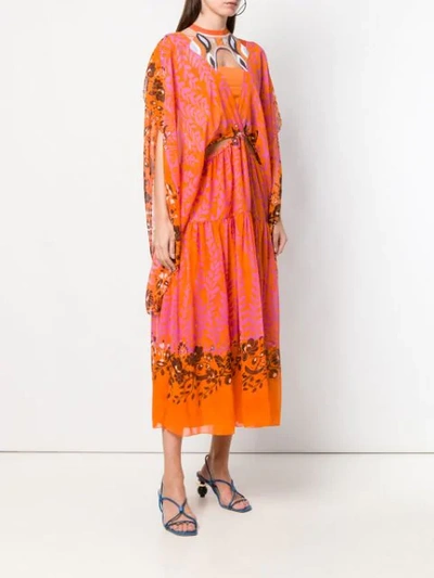Shop Fendi Printed Kaftan Dress In Orange