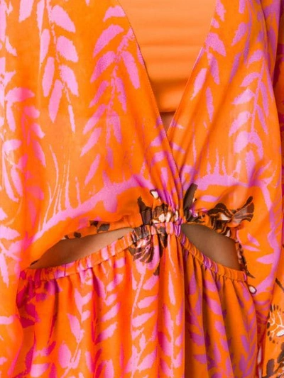Shop Fendi Printed Kaftan Dress In Orange