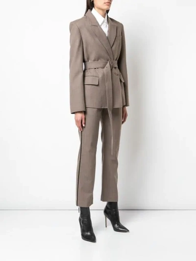 Shop Adeam Double-breasted Belted Blazer In Light Brown
