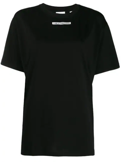Shop Burberry Slogan Print T-shirt In Black