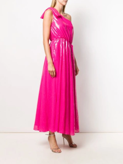 Shop Msgm One Shoulder Midi Dress In Pink