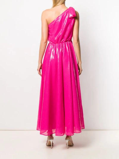 Shop Msgm One Shoulder Midi Dress In Pink