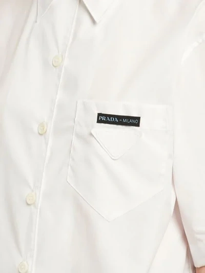 Shop Prada Logo Patch Boxy Cotton Shirt - White