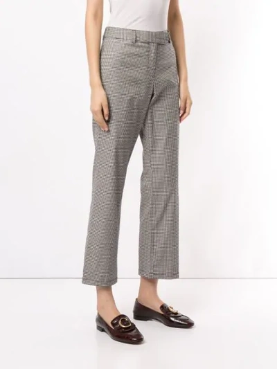 Shop Apc Cece Checked Cropped Trousers In Brown