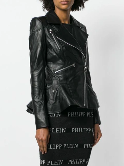 Shop Philipp Plein Elegant Biker Jacket In Black