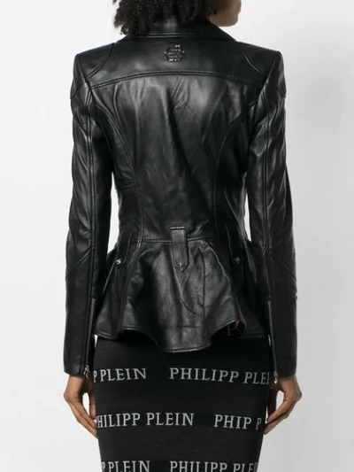 Shop Philipp Plein Elegant Biker Jacket In Black