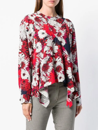 Shop Cedric Charlier Floral Print Top In Red