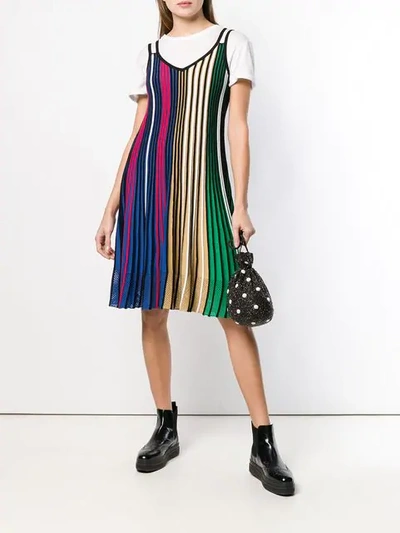 Shop Kenzo Striped Midi Dress In Multicolor